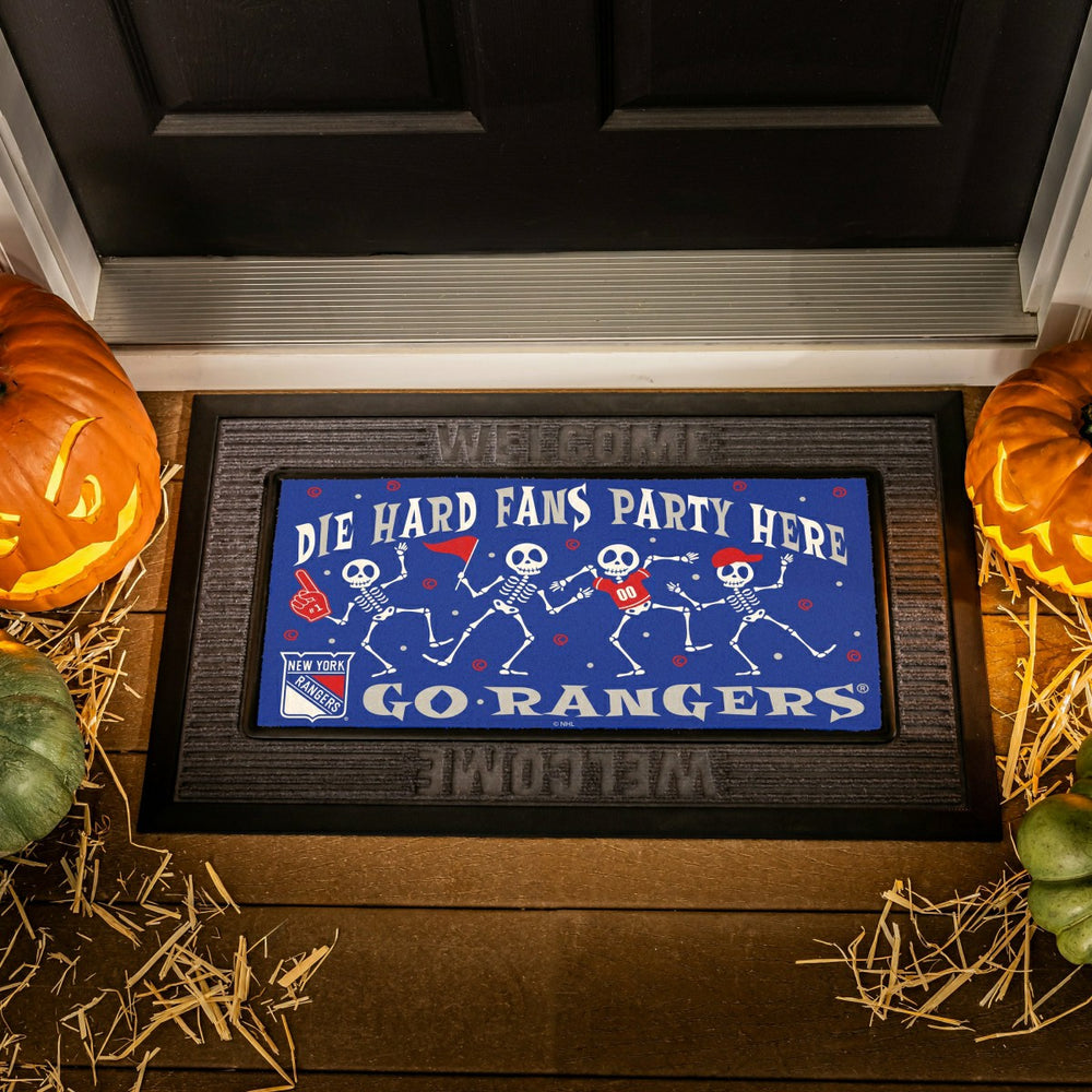 New York Rangers Flocked Coir Halloween Sassafras Switch Mat, 22"x10" - NHL