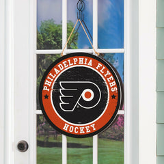 Philadelphia Flyers Round Door Décor with Hanging Rope, 18x18 - NHL Home