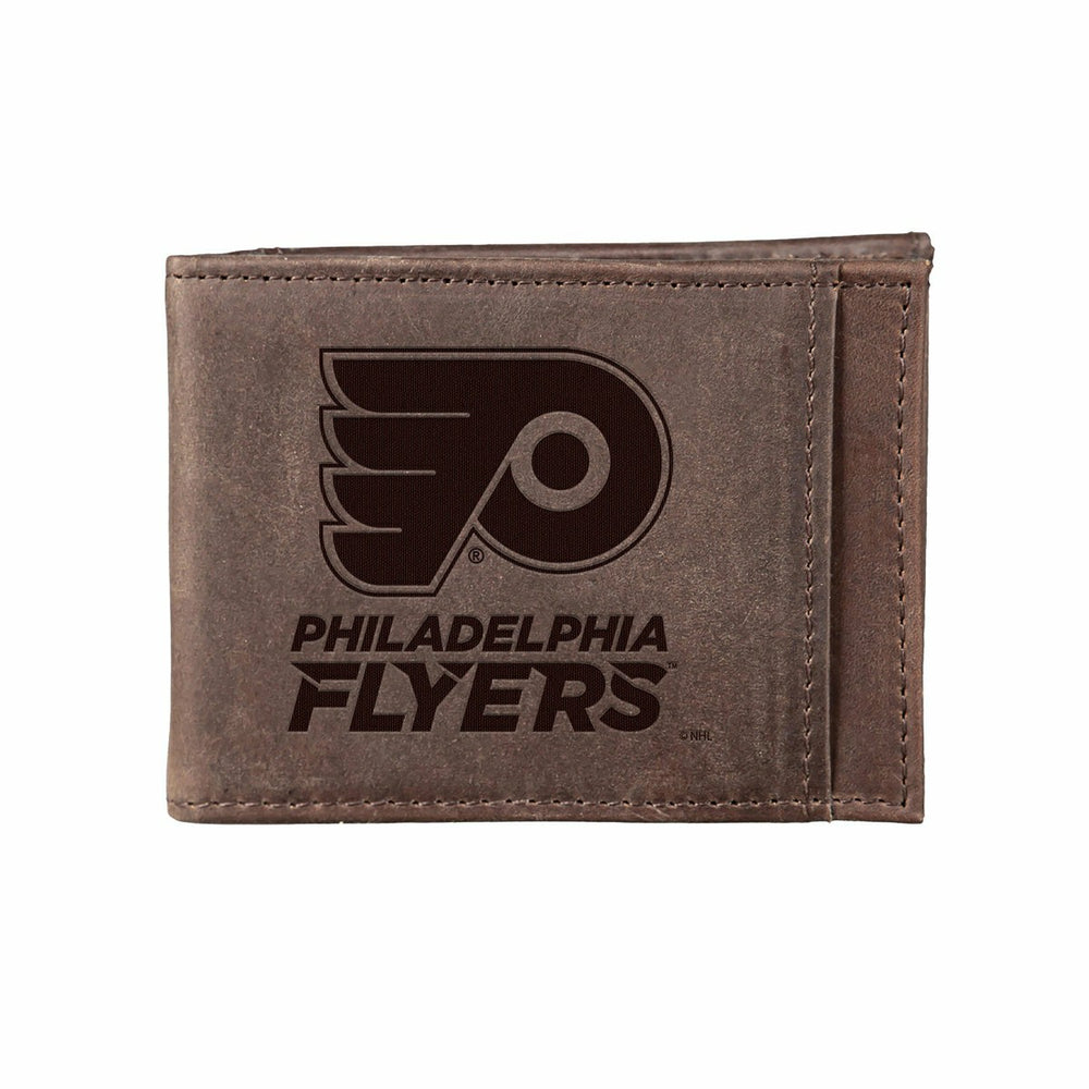 Front Pocket Wallet w/ RFID Blocking, Philadelphia Flyers, Brown - NHL Home