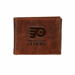 Philadelphia Flyers, Embossed 100% Genuine Tumbled Leather Passcase Bi - NHL Home