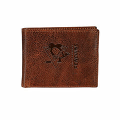 Pittsburgh Penguins, Embossed 100% Genuine Tumbled Leather Passcase Bi - NHL Home