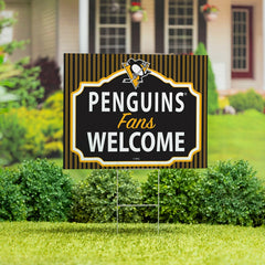 Pittsburgh Penguins Coroplast Yard Sign, "Fans Welcome" - NHL Home