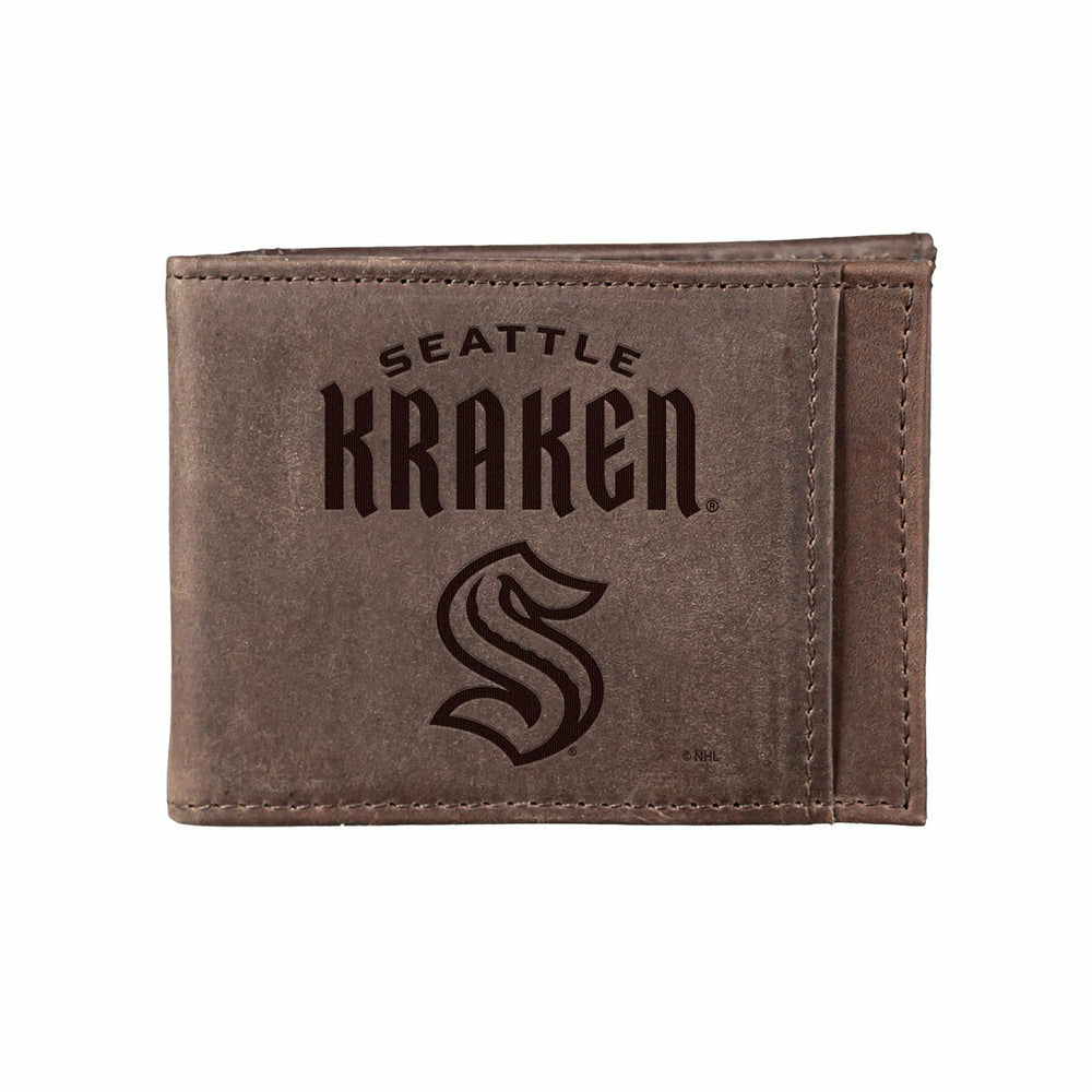 Front Pocket Wallet w/ RFID Blocking, Seattle Kraken, Brown - NHL Home