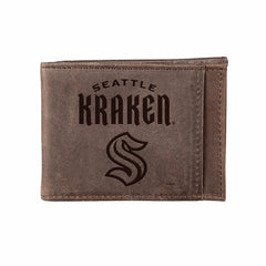 Front Pocket Wallet w/ RFID Blocking, Seattle Kraken, Brown - NHL Home