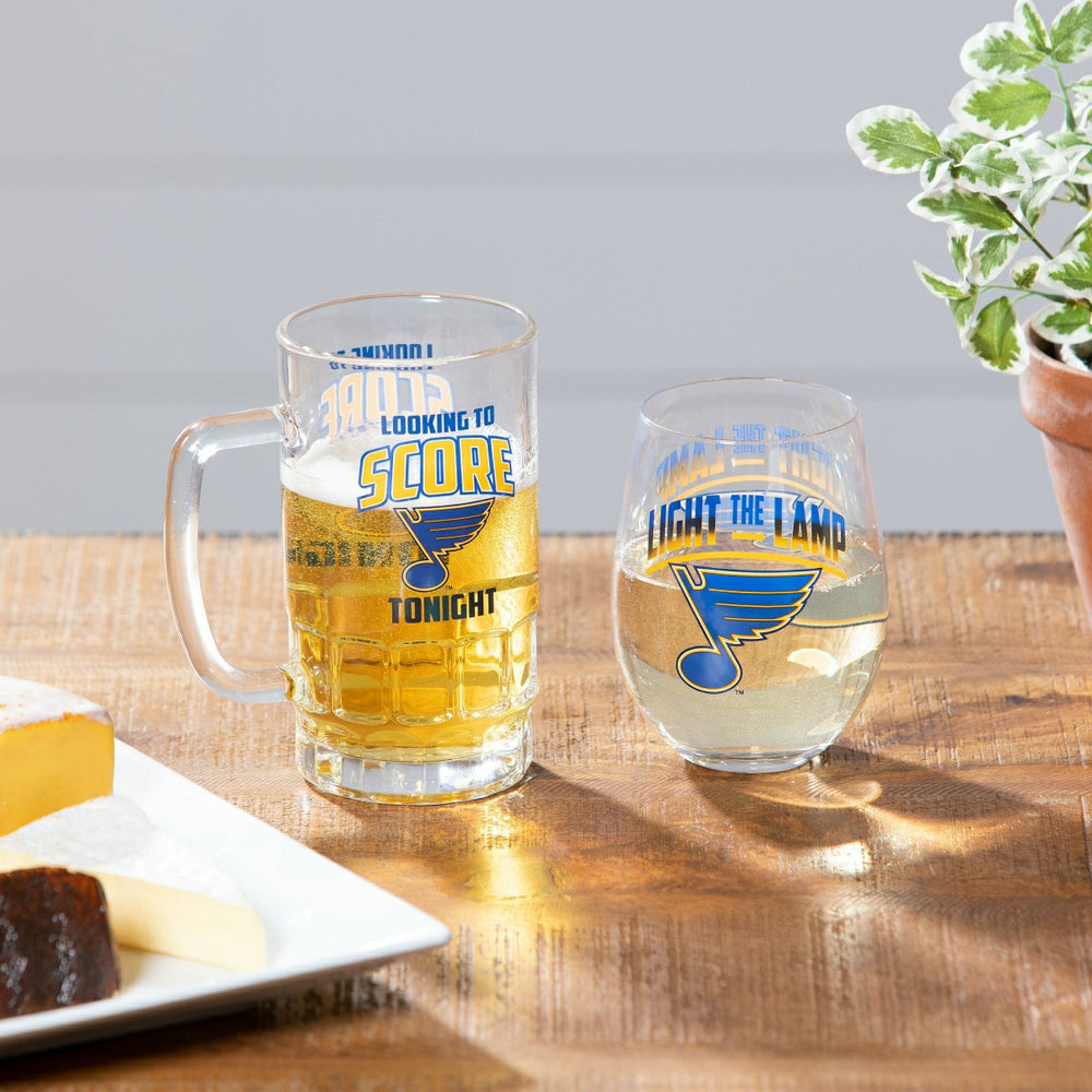 Stemless 17OZ Glass & Tankard 16OZ Gift Set, St Louis Blues - NHL Home