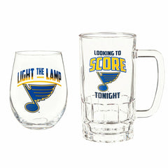 Stemless 17OZ Glass & Tankard 16OZ Gift Set, St Louis Blues - NHL Home