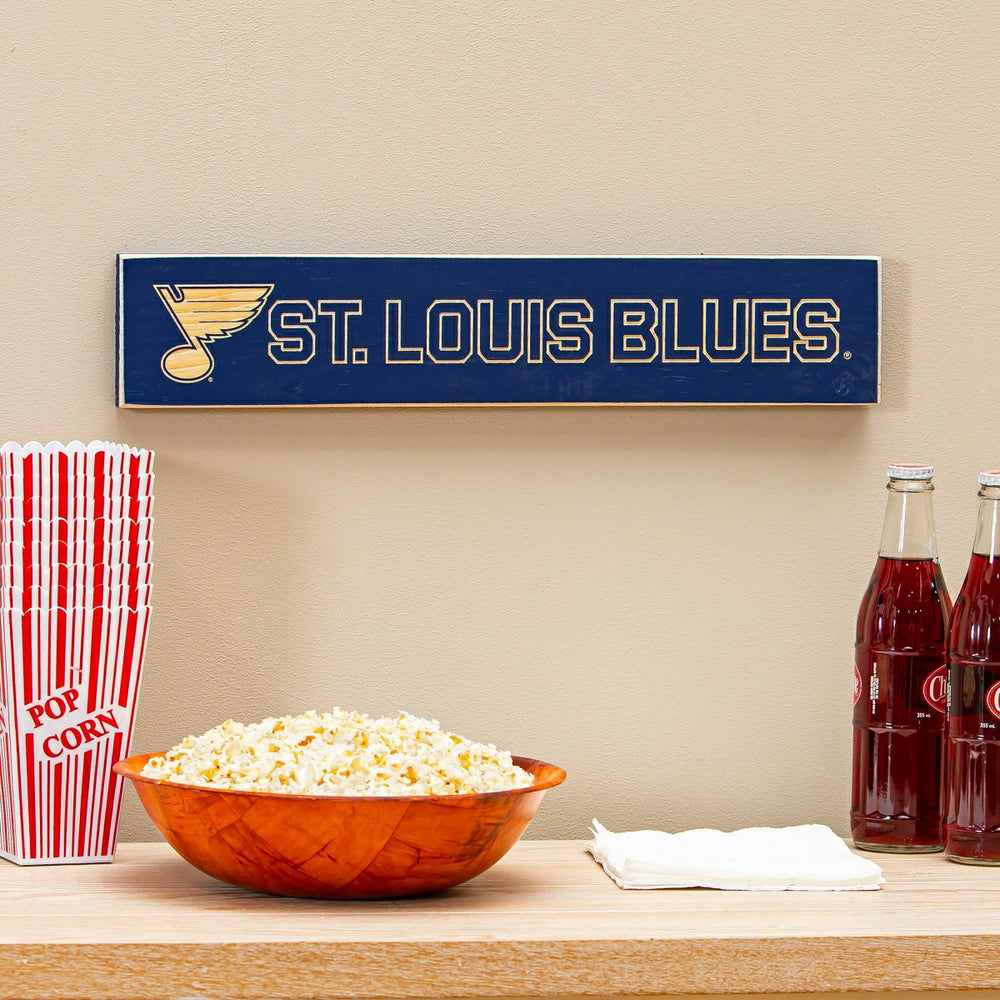 St Louis Blues Engraved Wood Sign, 3.5" x 18" - NHL Home