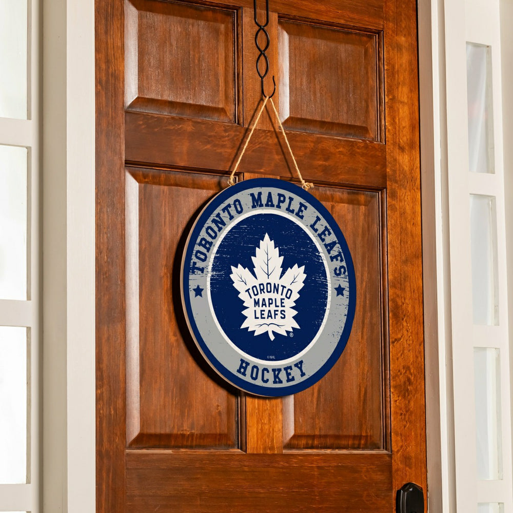 Toronto Maple Leafs Round Door Décor with Hanging Rope, 18x18 - NHL Home