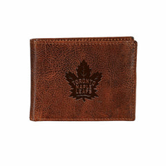 Toronto Maple Leafs, Embossed 100% Genuine Tumbled Leather Passcase Bi - NHL Home