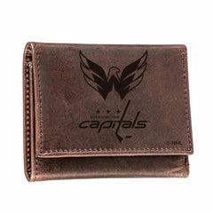 Washington Capitals, Tri-Fold Wallet, Brown, CH, 100% Genuine Leather - NHL Home