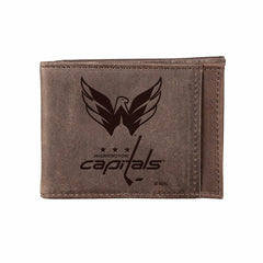 Front Pocket Wallet w/ RFID Blocking, Washington Capitals, Brown - NHL Home