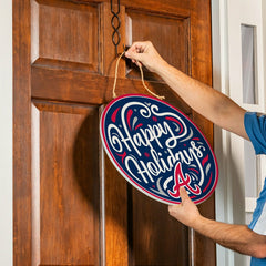 Atlanta Braves Holiday Round Door Décor with Hanging Rope, 18x18 - MLB Home