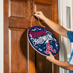 Atlanta Braves Halloween Round Door Décor with Hanging Rope, 18x18 - MLB Home