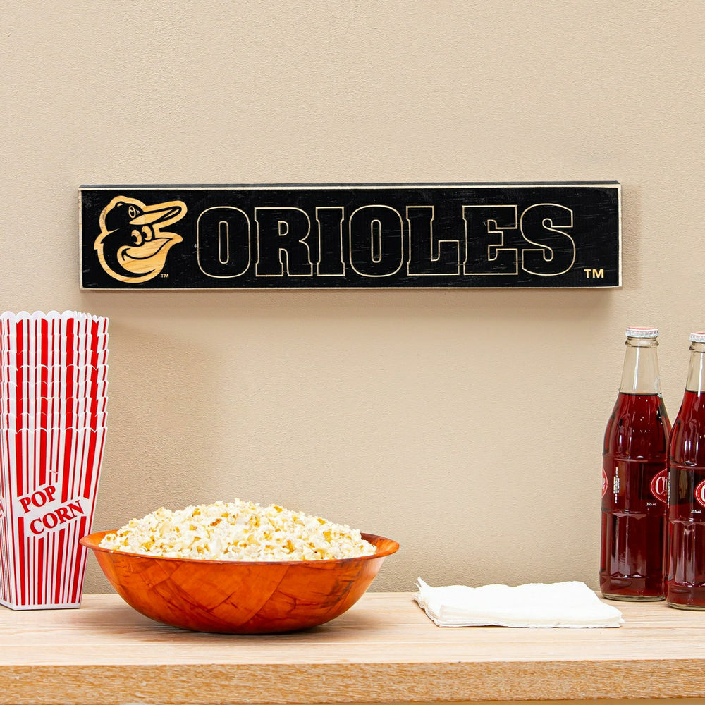 Baltimore Orioles Engraved Wood Sign, 3.5" x 18" - MLB Home