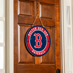 Boston Red Sox Round Door Décor with Hanging Rope, 18x18 - MLB Home