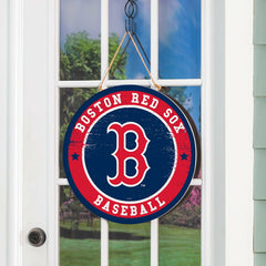 Boston Red Sox Round Door Décor with Hanging Rope, 18x18 - MLB Home