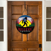 Chicago Cubs Bigfoot Round Door Décor with Hanging Rope, 18x18 - MLB Home