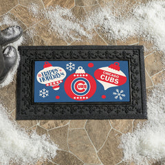 Chicago Cubs Holiday Flocked Coir Sassafras Switch Mat, 22"x10" - MLB