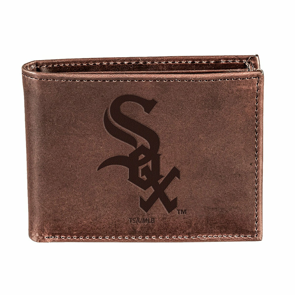 Chicago White Sox Bi-Fold Wallet Brown 100% Genuine Leather - MLB Home