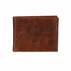 Colorado Rockies, Embossed 100% Genuine Tumbled Leather Passcase Bi-Fo - MLB Home