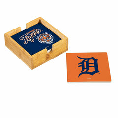 Detroit Tigers Ceramic Coasters Set, 4pcs with Wood Caddy - MLB Home