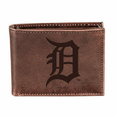 Detroit Tigers Bi-Fold Wallet Brown 100% Genuine Leather - MLB Home