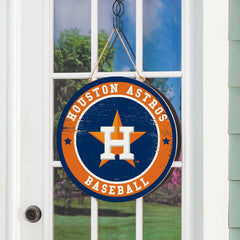 Houston Astros Round Door Décor with Hanging Rope, 18x18 - MLB Home