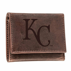Kansas City Royals Tri-Fold Wallet Brown 100% Genuine Leather - MLB Home