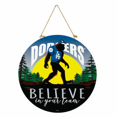 Los Angeles Dodgers Bigfoot Round Door Décor with Hanging Rope, 18x18 - MLB Home