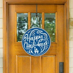 Los Angeles Dodgers Holiday Round Door Décor with Hanging Rope, 18x18 - MLB Home