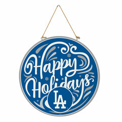 Los Angeles Dodgers Holiday Round Door Décor with Hanging Rope, 18x18 - MLB Home