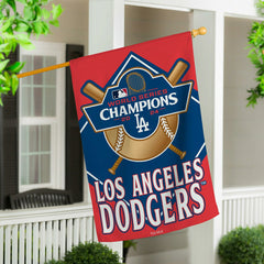 Los Angeles Dodgers 2024 World Series Champions Suede House Flag - MLB Home