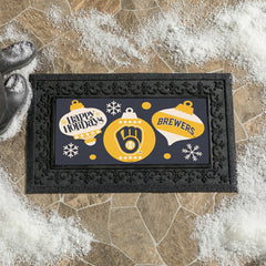 Milwaukee Brewers Holiday Flocked Coir Sassafras Switch Mat, 22"x10" - MLB