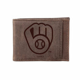 Milwaukee Brewers Front Pocket Wallet w/ RFID Blocking Brown - MLB Home