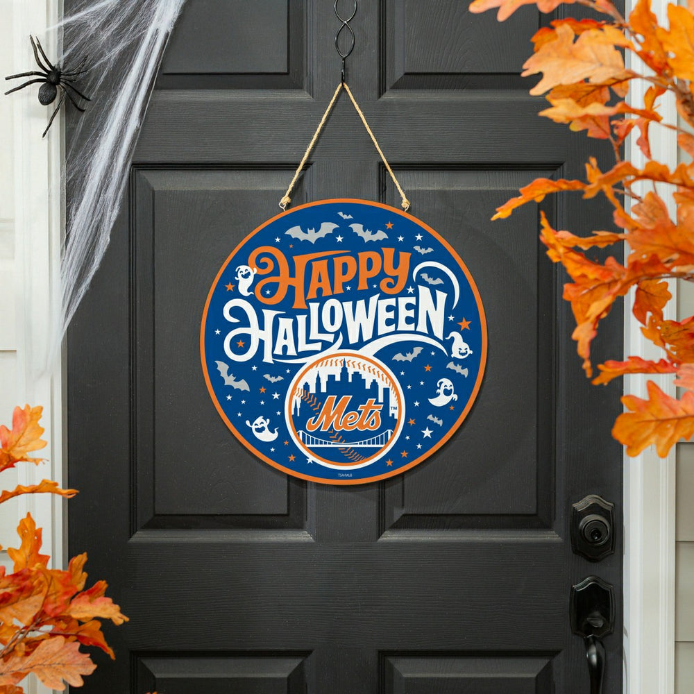 New York Mets Halloween Round Door Décor with Hanging Rope, 18x18 - MLB Home