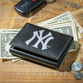 New York Yankees Black Tri-Fold Embroidered Wallet w/ RFID Blocking - MLB Home