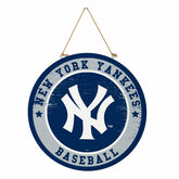 New York Yankees Round Door Décor with Hanging Rope, 18x18 - MLB Home