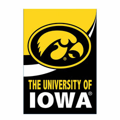 University of Iowa Burlap Flag House Size - Sale Collegiate Home