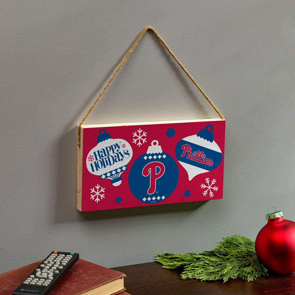 Philadelphia Phillies Holiday Wood Wall Sign, 6x11 - MLB Home