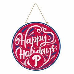 Philadelphia Phillies Holiday Round Door Décor with Hanging Rope, 18x1 - MLB Home