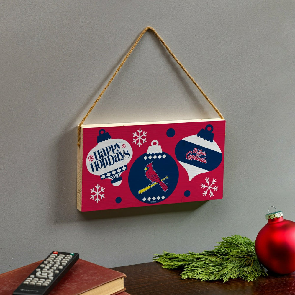 St Louis Cardinals Holiday Wood Wall Sign, 6x11 - MLB Home