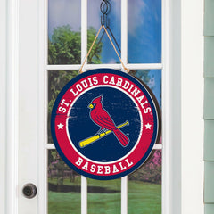 St Louis Cardinals Round Door Décor with Hanging Rope, 18x18 - MLB Home