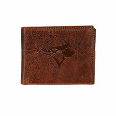 Toronto Blue Jays, Embossed 100% Genuine Tumbled Leather Passcase Bi-F - MLB Home