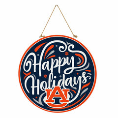 Auburn University Holiday Round Door Décor with Hanging Rope, 18x18 - Collegiate Home