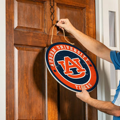 Auburn University Round Door Décor with Hanging Rope, 18x18 - Collegiate Home
