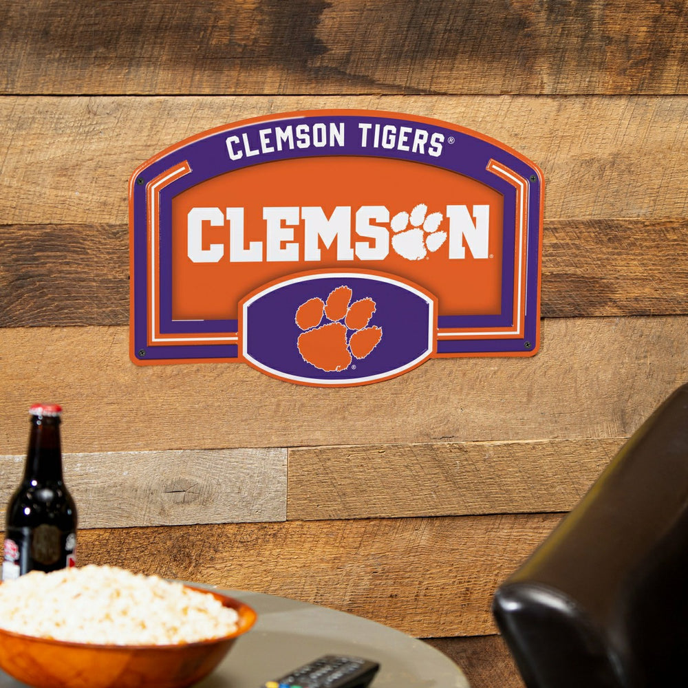 Clemson University USA Embossed Steel Wall Sign, 11" x 17" - Collegiate Home
