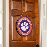 Clemson University Round Door Décor with Hanging Rope, 18x18 - Collegiate Home