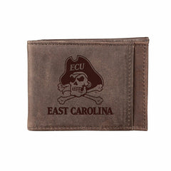 Front Pocket Wallet w/ RFID Blocking, East Carolina University, Brown - Collegiate Home