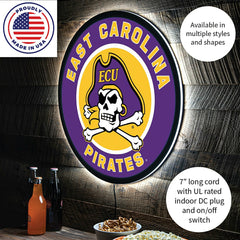 LED Wall Decor, Round, East Carolina University - Collegiate Home