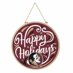Florida State University Holiday Round Door Décor with Hanging Rope, 1 - Collegiate Home